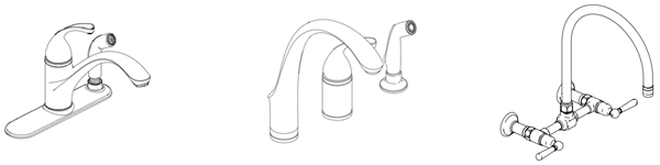 Examples of Deckplate, Non-Deckplate and Wall Mount Faucets
