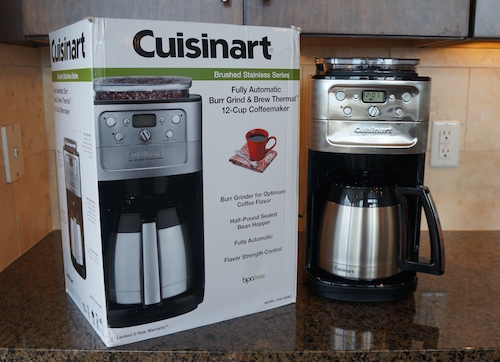 The Cuisinart DGB-900BC is an automatic drip brewer with a built-in Burr coffee bean grinder.